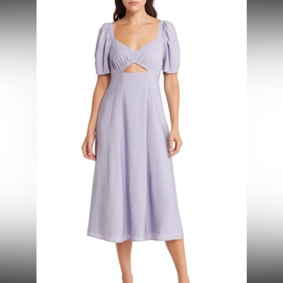 Madewell Dresses & Skirts - NWOT Madewell Ellie Puff Sleeve Cutout midi sundress Dress Distant Periwinkle 10